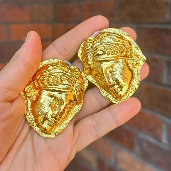 ZARA FACE GOLD EARRINGS - Picture 8 of 10